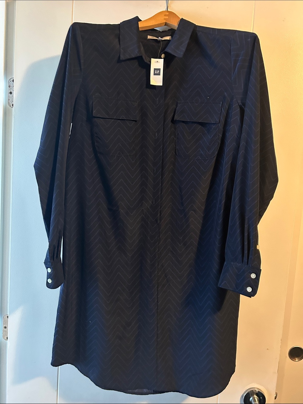 GAP Dark Navy Chevron Shirt Dress